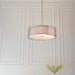 Endon 81969 Cordero 3lt Pendant Satin nickel plate, white fabric & frosted glass 3 x 10W LED E27 (Required) - westbasedirect.com