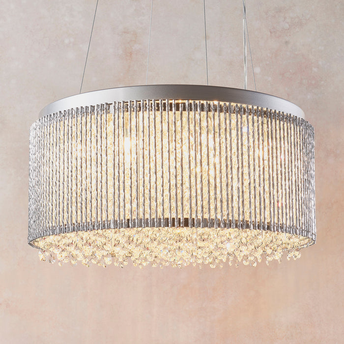 Endon 81981 Galina 12lt Pendant Chrome plate & clear crystal 12 x 25W G9 clear capsule (Required) - westbasedirect.com