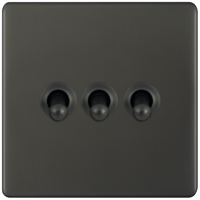 Selectric 5MPLUS-TOG-27 5M-PLUS Screwless 3 Gang 2 Way 10A Toggle Switch - Dark Bronze