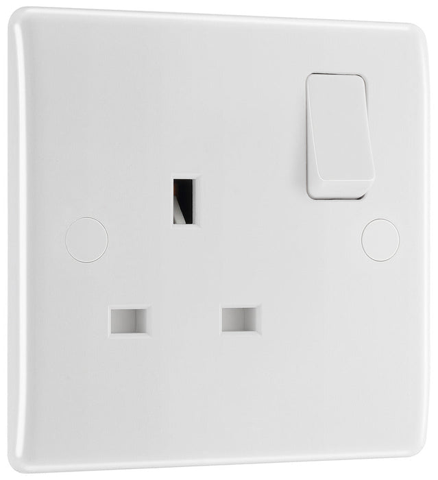 BG 821 White Round Edge 13A SP Single Socket - westbasedirect.com