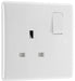 BG 821 White Round Edge 13A SP Single Socket - westbasedirect.com