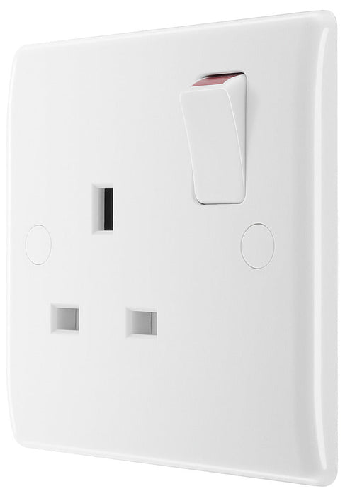 BG 821 White Round Edge 13A SP Single Socket - westbasedirect.com