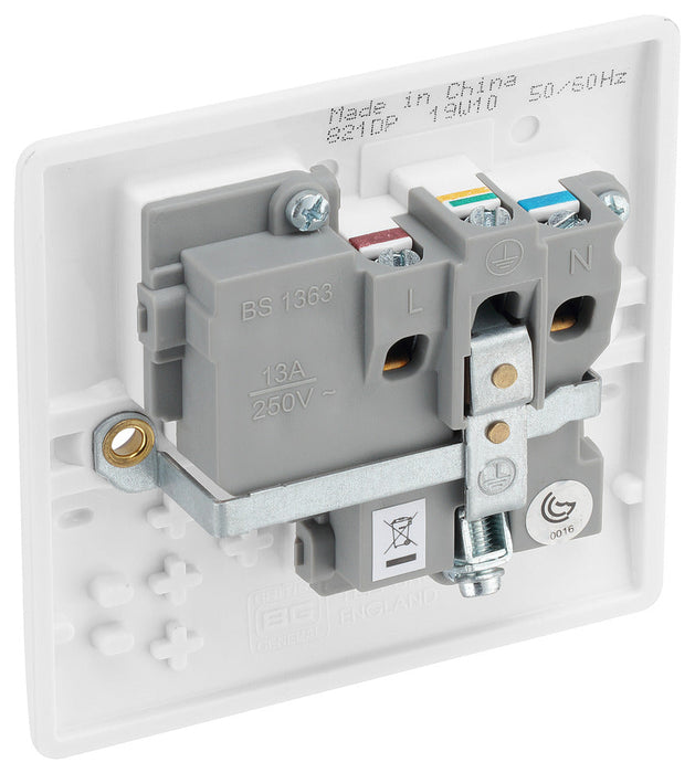 BG 821 White Round Edge 13A SP Single Socket - westbasedirect.com