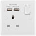 BG 821U2 White Round Edge 13A SP Single Socket + 2x USB - westbasedirect.com