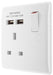 BG 821U2 White Round Edge 13A SP Single Socket + 2x USB - westbasedirect.com