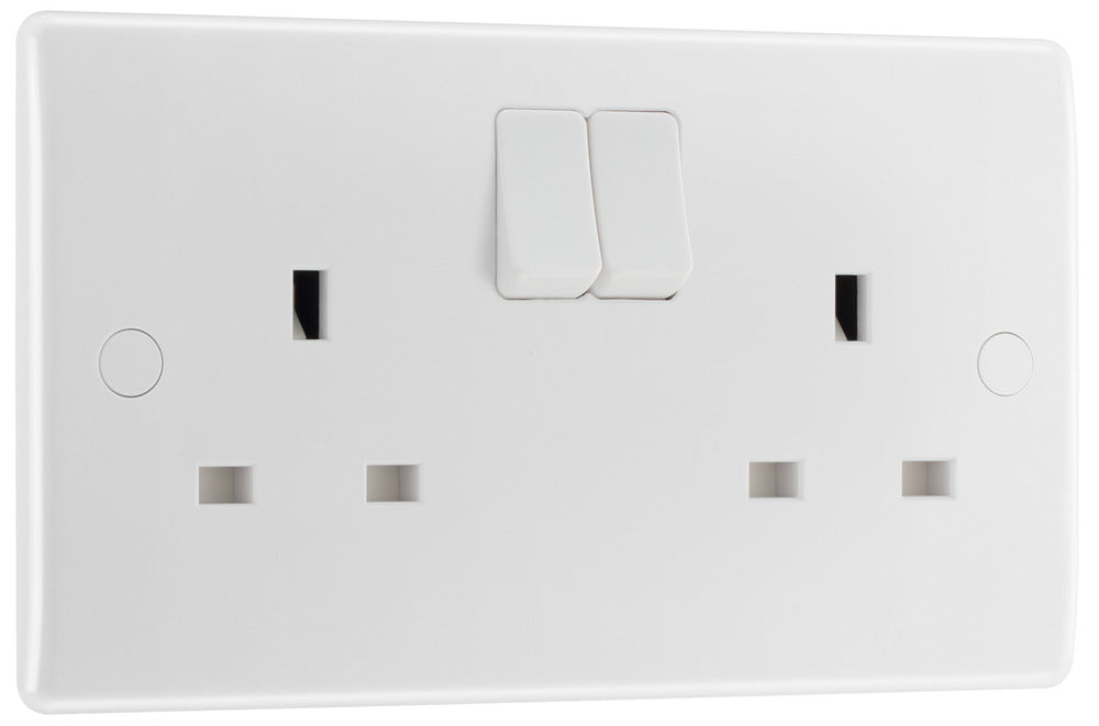 BG 822 White Round Edge 13A SP Double Socket - westbasedirect.com