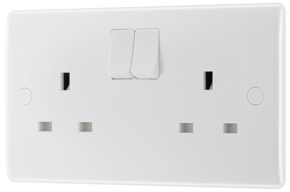 BG 822 White Round Edge 13A SP Double Socket (5 Pack) - westbasedirect.com