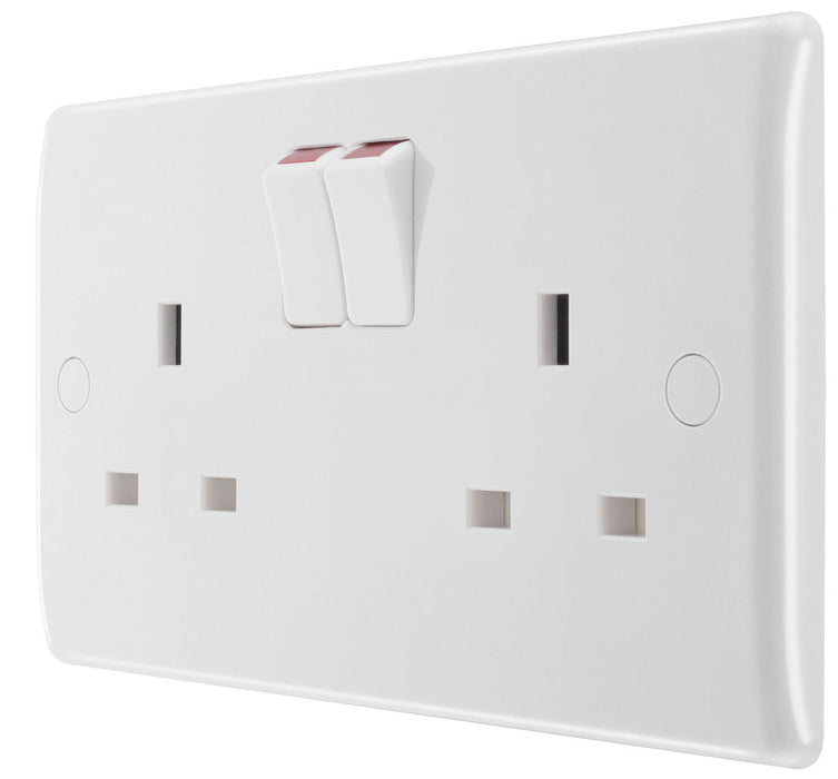 BG 822 White Round Edge 13A SP Double Socket - westbasedirect.com