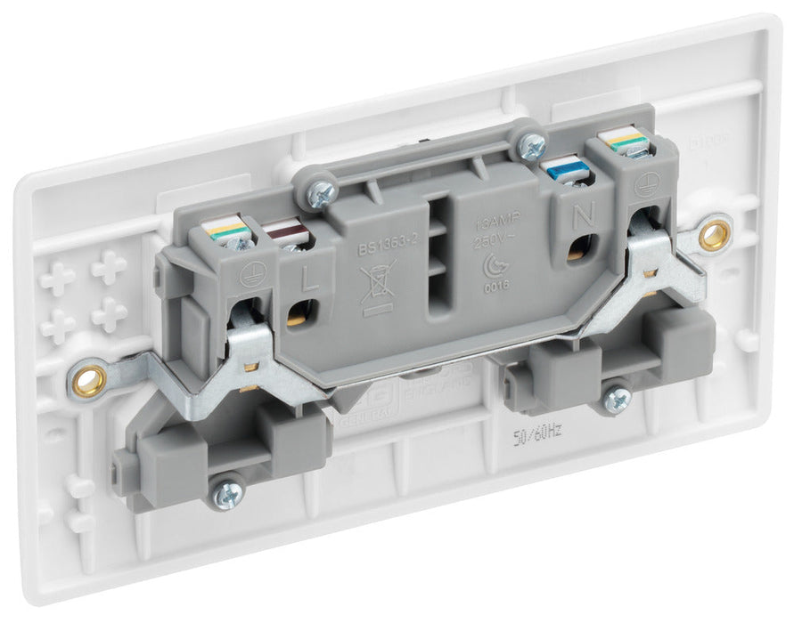 BG 822 White Round Edge 13A SP Double Socket - westbasedirect.com