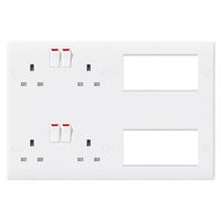 BG 8222EM8 White Round Edge 2x 13A DP Double Socket & 2x Quad Euro Module