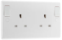 BG 822DPOB White Round Edge 13A DP Double Socket + Outboard Rockers