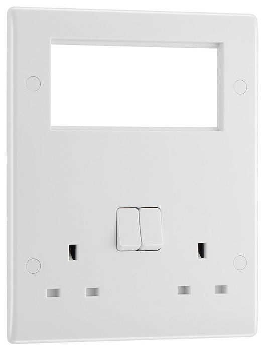 BG 822EM4 White Round Edge 13A DP Double Socket & Quad Euro Module - westbasedirect.com