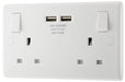 BG 822U3 White Round Edge 13A Double Socket + 2x USB (5 Pack) - westbasedirect.com