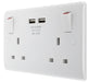 BG 822U3 White Round Edge 13A Double Socket + 2x USB (5 Pack) - westbasedirect.com