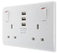 BG 822U33 White Round Edge 13A Double Socket + 3x USB - westbasedirect.com