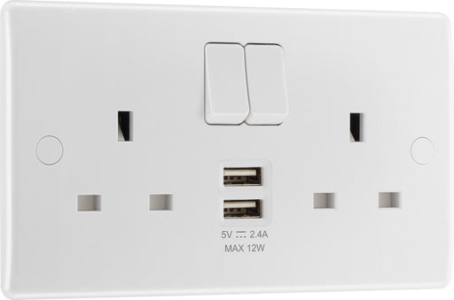 BG 822UAA12 White Round Edge 13A Double Socket + 2xUSB A (12W) - westbasedirect.com