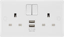 BG 822UAA12 White Round Edge 13A Double Socket + 2xUSB A (12W) - westbasedirect.com