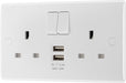 BG 822UAA12 White Round Edge 13A Double Socket + 2xUSB A (12W) - westbasedirect.com