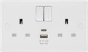 BG 822UAC12 White Round Edge 13A Double Switched Power Socket + USB A+C (12W) - westbasedirect.com