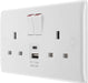 BG 822UAC12 White Round Edge 13A Double Switched Power Socket + USB A+C (12W) - westbasedirect.com