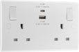 BG 822UAC22 White Round Edge 13A Double Switched Power Socket + USB A+C (22W) - westbasedirect.com