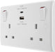 BG 822UAC22 White Round Edge 13A Double Switched Power Socket + USB A+C (22W) - westbasedirect.com