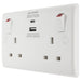 BG 822UAC30 White Round Edge 13A Double Socket + USB A+C (30W) - westbasedirect.com