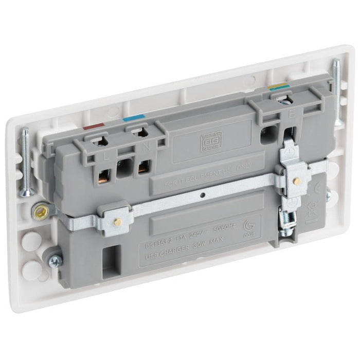 BG 822UAC30 White Round Edge 13A Double Socket + USB A+C (30W) - westbasedirect.com