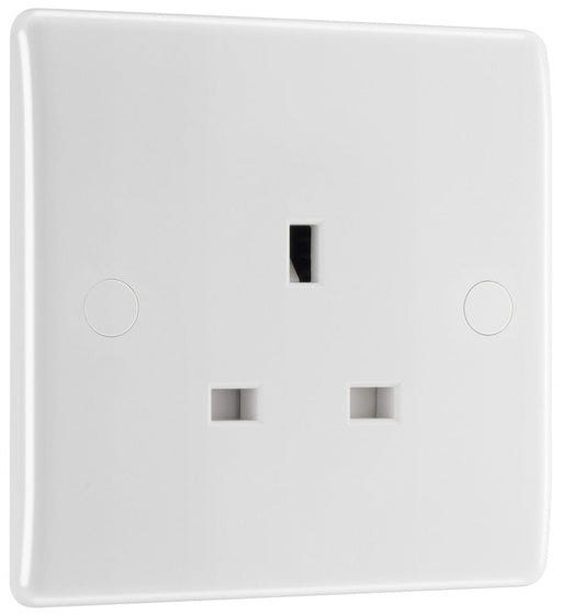 BG 823 White Round Edge 13A Single Unswitched Socket - westbasedirect.com