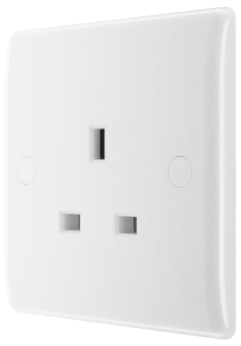 BG 823 White Round Edge 13A Single Unswitched Socket - westbasedirect.com