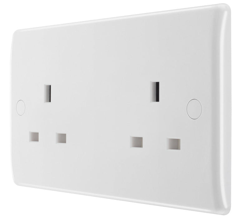 BG 824 White Round Edge 13A Double Unswitched Socket - westbasedirect.com