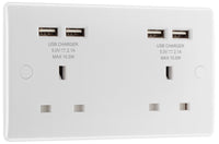 BG 824U44 White Round Edge 13A Double Socket + 4x USB