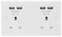 BG 824U44 White Round Edge 13A Double Socket + 4x USB - westbasedirect.com