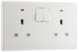 BG 826 White Round Edge 13A Double Switched Socket + Neon - westbasedirect.com