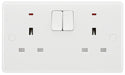 BG 826 White Round Edge 13A Double Switched Socket + Neon - westbasedirect.com