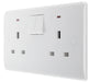 BG 826 White Round Edge 13A Double Switched Socket + Neon - westbasedirect.com