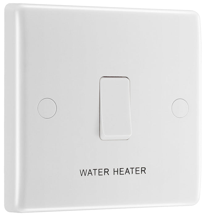 BG 832WH White Round Edge 20A DP Switch marked Water Heater + Cable Outlet - westbasedirect.com