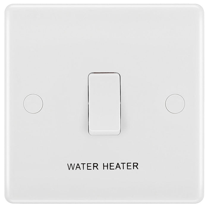 BG 832WH White Round Edge 20A DP Switch marked Water Heater + Cable Outlet - westbasedirect.com