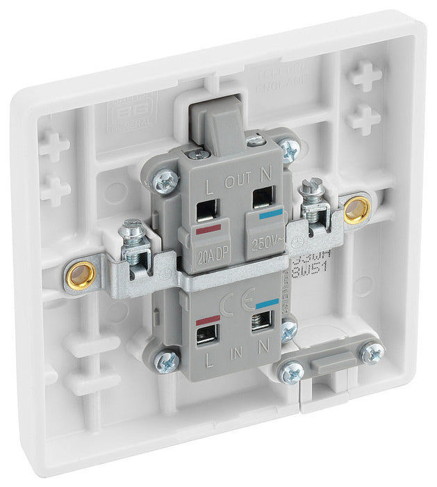 BG 833WH White Round Edge 20A DP Switch marked Water Heater + Neon + Cable Outlet - westbasedirect.com