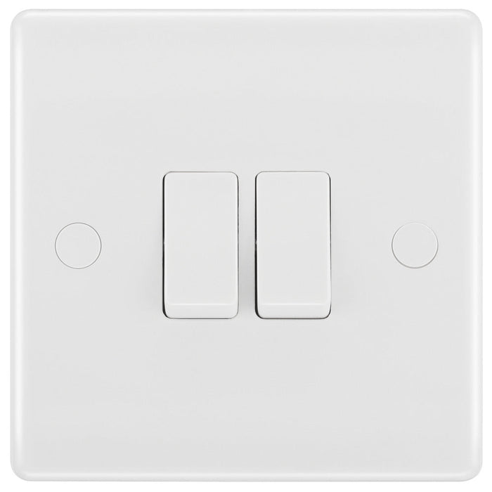 BG 842 White Round Edge Double Light Switch 10A (5 Pack) - westbasedirect.com