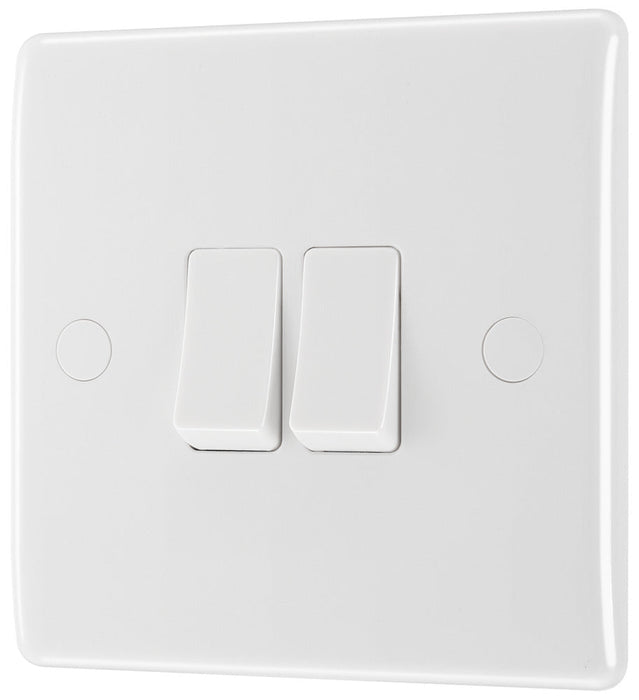 BG 842 White Round Edge Double Light Switch 10A (5 Pack) - westbasedirect.com