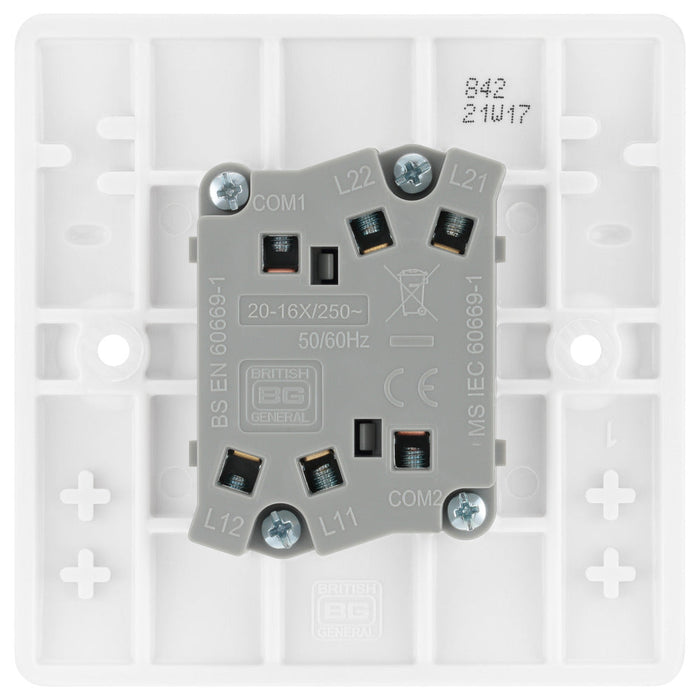 BG 842 White Round Edge Double Light Switch 10A (5 Pack) - westbasedirect.com