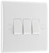 BG 843 White Round Edge Triple Light Switch 10A - westbasedirect.com