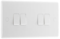 BG 844 White Round Edge Quad Light Switch 10A