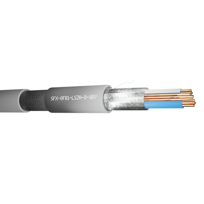 Belden Equivalent Cable OFB1 1 Pair 24AWG Overall Foil and Braided Screen DCA 600V Grey LSZH (9841) - 100m