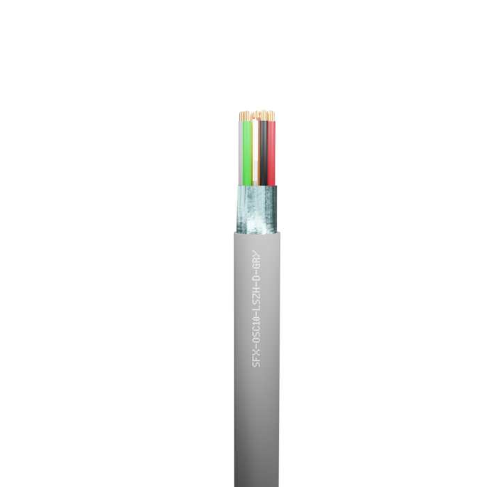 Belden Equivalent Cable OSC10 10 Cores 24AWG Overall Foil Screen Multicore 600V DCA Grey LSZH (9540) - 100m