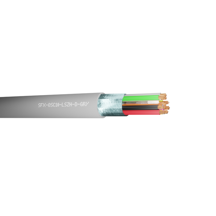 Belden Equivalent Cable OSC10 10 Cores 24AWG Overall Foil Screen Multicore 600V DCA Grey LSZH (9540) - 100m