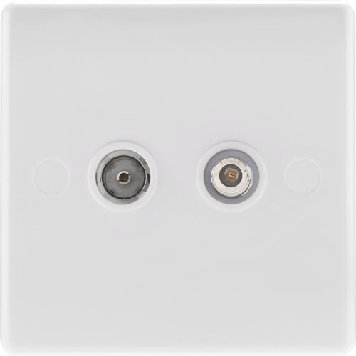 BG 865 White Round Edge 2 Gang Satellite & Co-axial Socket - westbasedirect.com