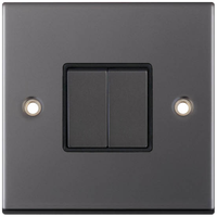 Selectric DSL402 5M 2 Gang 2 Way 10AX Plate Switch - Black Nickel, Black Insert