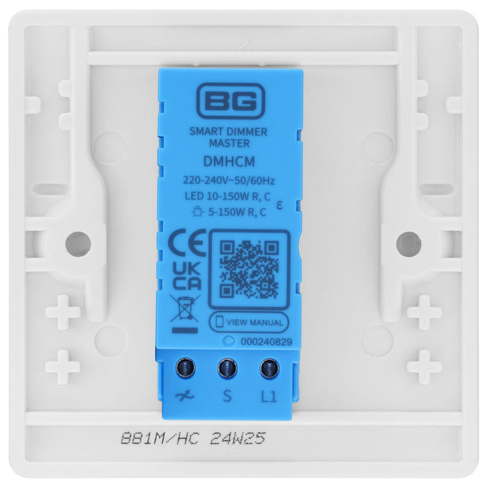 BG 881M/HC White Moulded Round Edge 1 Gang 2 Way Master Smart Dimmer Switch